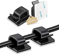 Vista 8 de 100 piezas de clips adhesivos para cables, organizador de soporte para cables, gestión de cables, grapas para cables, luces de Navidad
