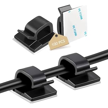 Abnii Pack of 100 Cable Holders Cable Clips Self-Adhesive Large Black