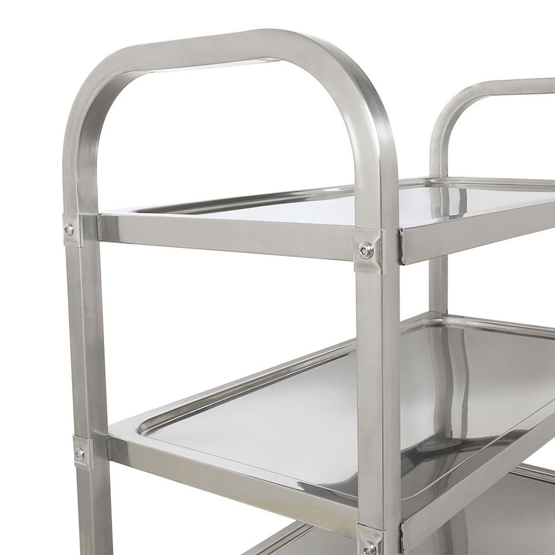 Hotsizz Carro de servicio de acero inoxidable, 72 × 40 × 82 cm, carro de servicio de postre de cocina con ruedas, capacidad de carga 150 kg