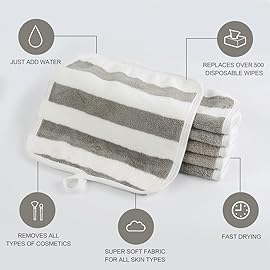 SINLAND Microfiber Facial Cloths Fast Drying Washcloth 8inch x 8inch Absorbent Face Wash Cloth Soft Makeup Remover Cloths