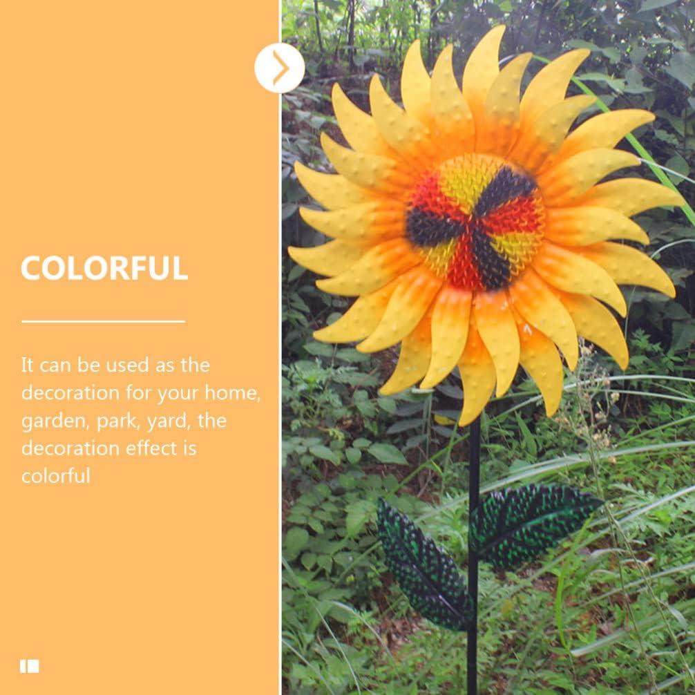 Yardwe Sunflower Windmill Garden Decor Floral for Outdoor Spaces Design for Patios and Backyards Unique Ornaments for Home and Garden