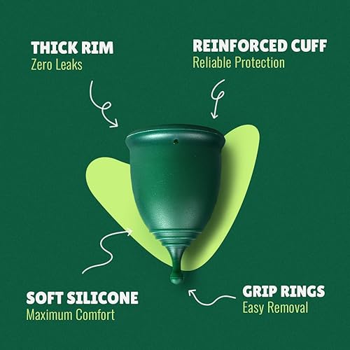 Miniatura 2 de SHORDY Juego de copas menstruales suaves reutilizables, taza de período pequeña y grande para mujeres, protección de 12 horas, copa menstrual para