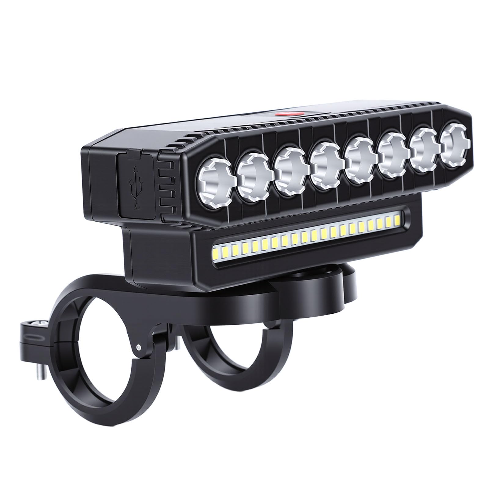 Bike Light, Rechargeable Bicycle Headlight with Horn 6 Modes for Mountain Off Road Cycling