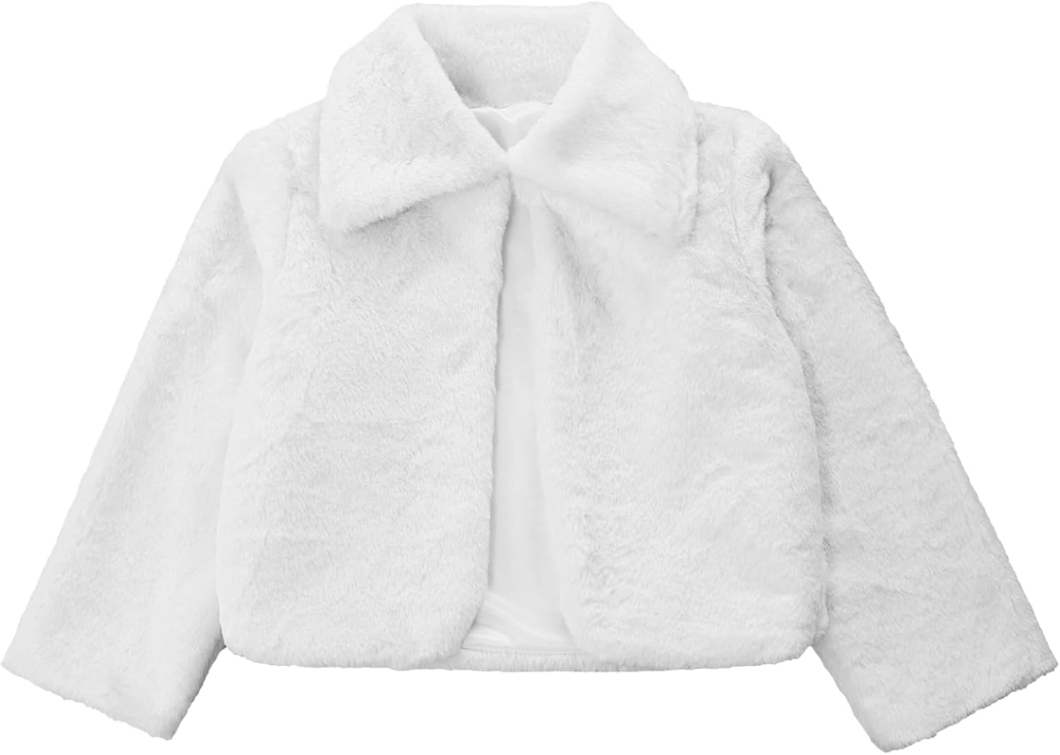 Linjinx Kids Girls Princess Faux Fur Bolero Shrug Open Front Long Sleeve Cardigan Sweater Wedding Party Dress Up