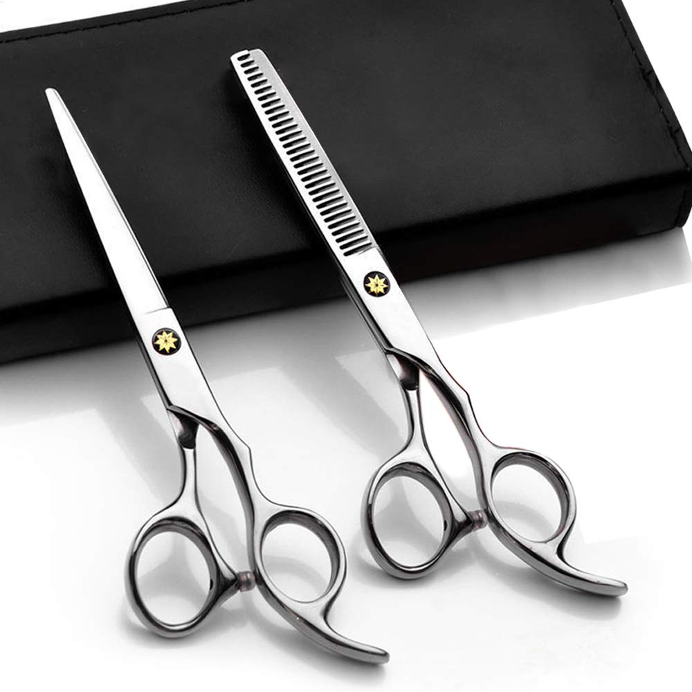 Set di Forbici da Parrucchiere - 2 Forbici ad Ultrasuoni in Acciaio Inox per Capelli, Barba e Animali Domestici - Accessori Professionali