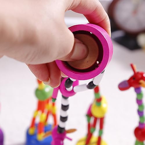 Miniatura 7 de Gadpiparty Juguetes de marionetas de jirafa de madera, juguetes coloridos de dibujos animados de jirafa para pulgar, marionetas de dedo de jirafa,