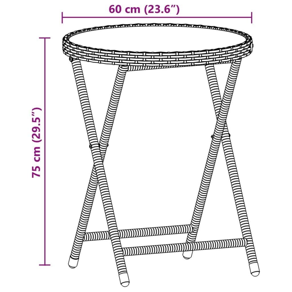 Set da bistrò da 3 pezzi, con cuscino, in polyrattan nero, vetro