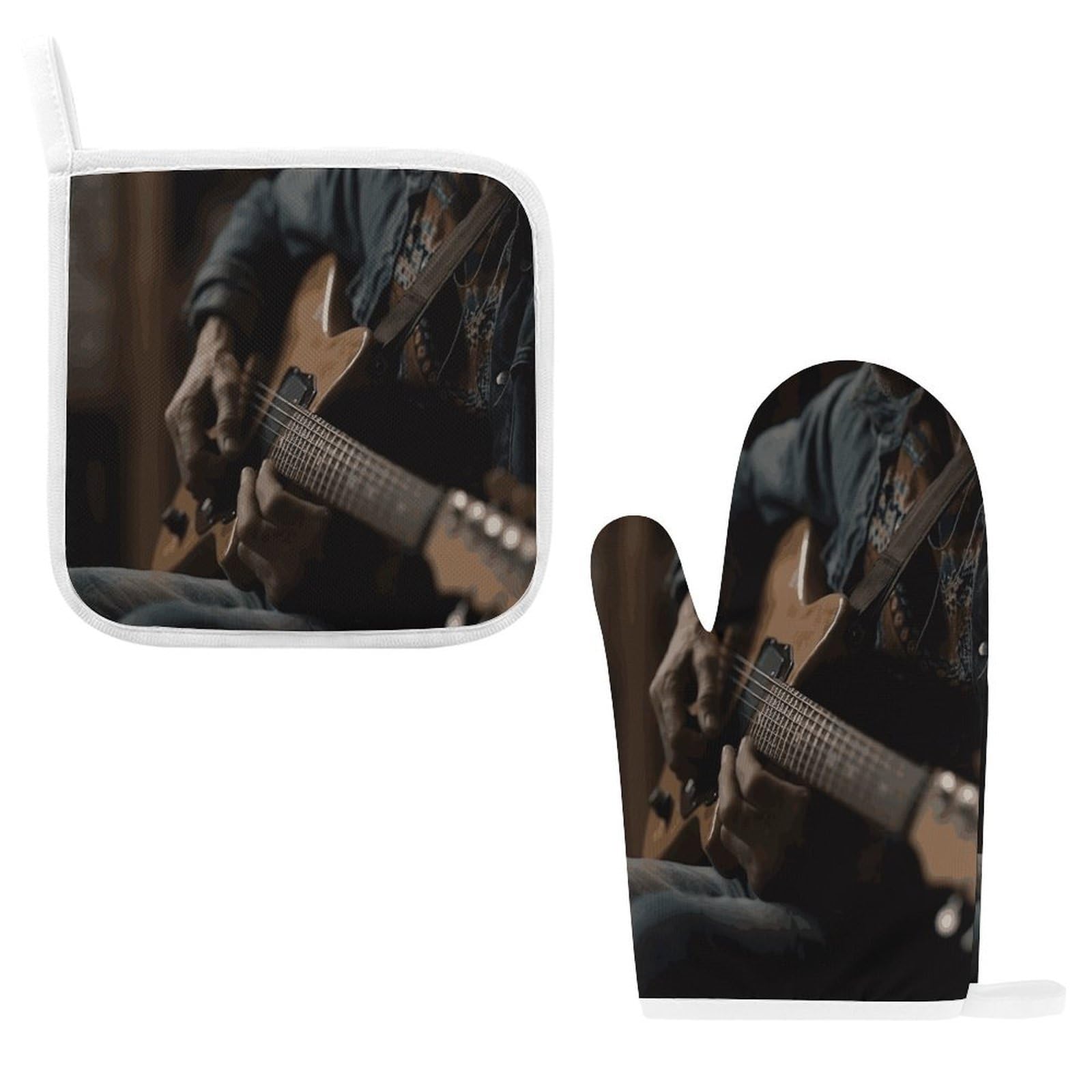Btcowzrv Style Guitar Player Oven Mitts And Pot Holders 2Pcs Set