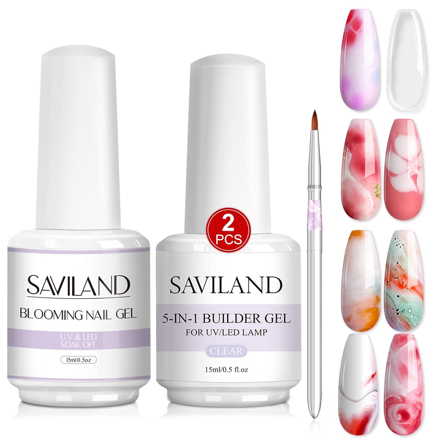 SAVILAND Blooming Nail Gel 5 in 1 Clear Builder Bases Gels