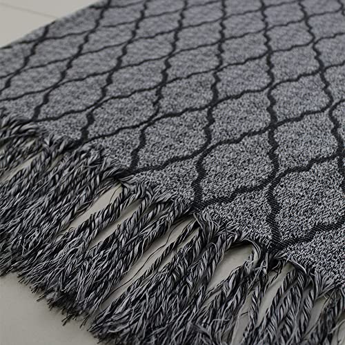 Manta Para Sofá Poltrona 1,40 x 2,10 Jacquard Enfeite Dupla Face Cinza