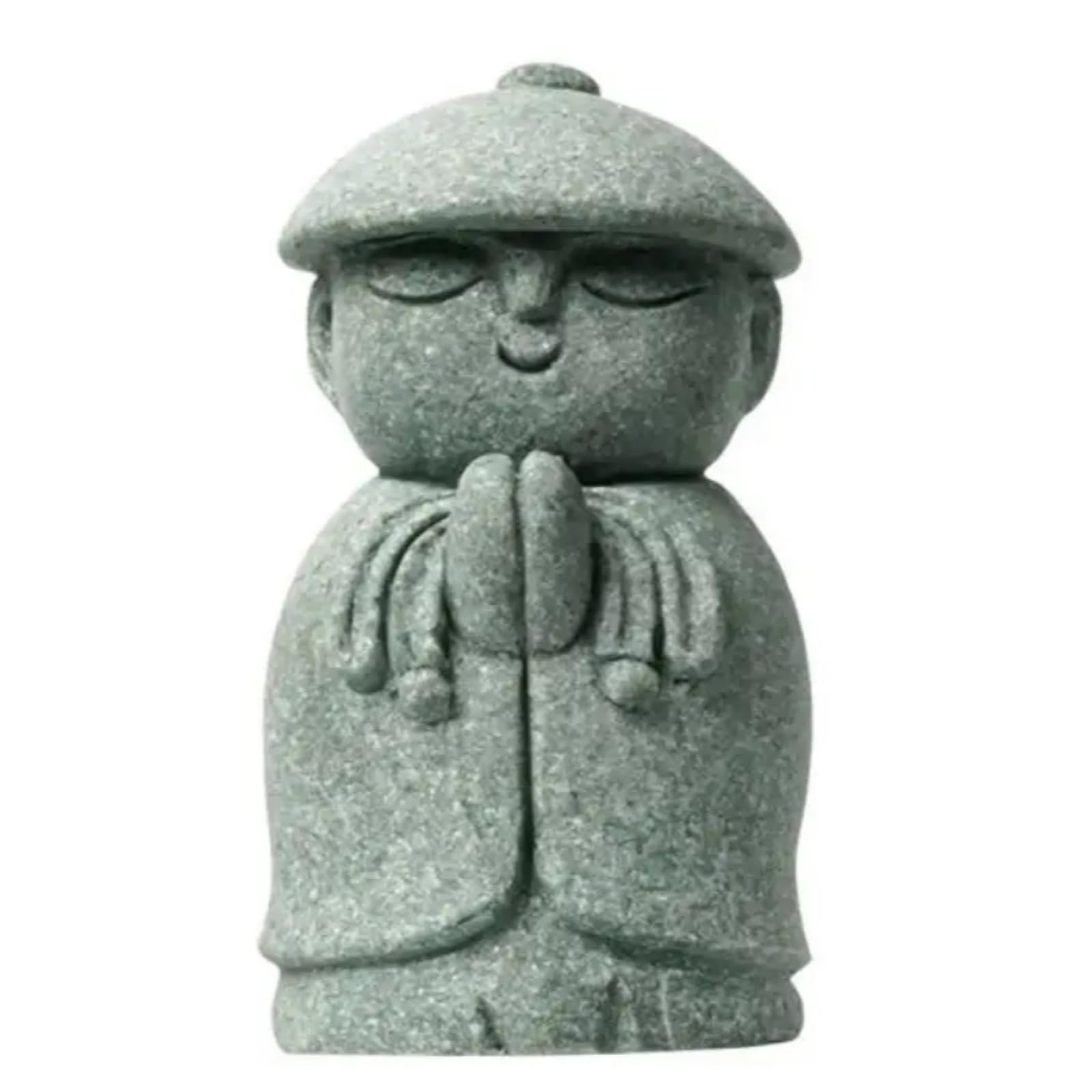 Statue Bouddha miniature 7cm et figurine petit moine artisanale pour jardin zen