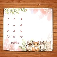 Vista 4 de BTXTLY18 - Manta mensual de hitos para niñas, manta de crecimiento de bebés con dibujos animados de animales de dibujos animados rosa primavera