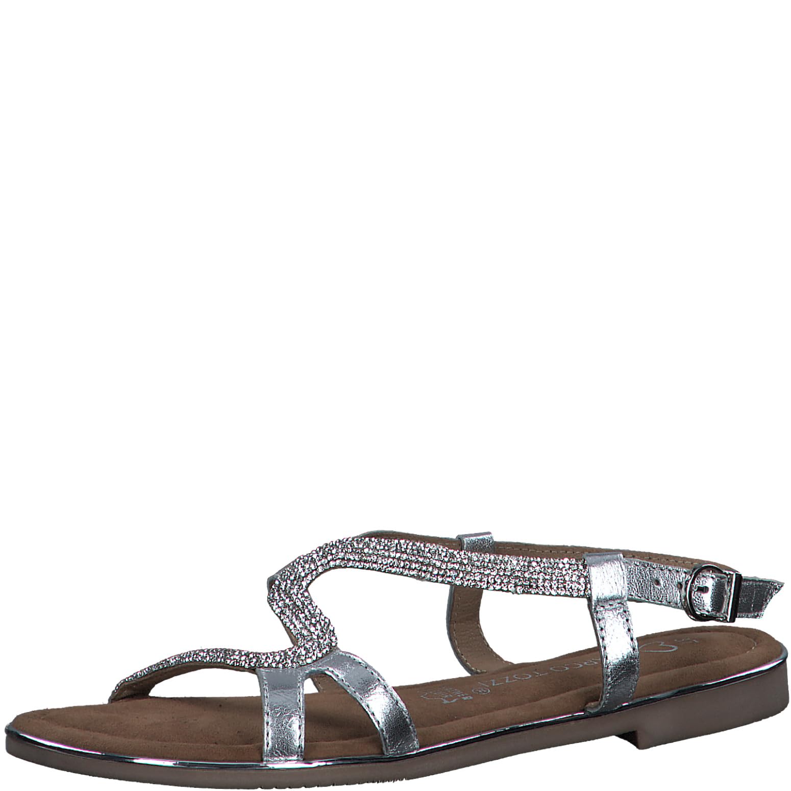 MARCO TOZZI Women's 2-28143-42 Heeled Sandal, Silver Comb, 4