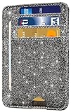 HOTCOOL Card Holder Wallet Front Pocket Minimalist Travel Cute Funny Thin Leather With RFID Blocking Small Credit Card Holder Wallet for Men & Women Girls Organizer Gifts, Glitter Black