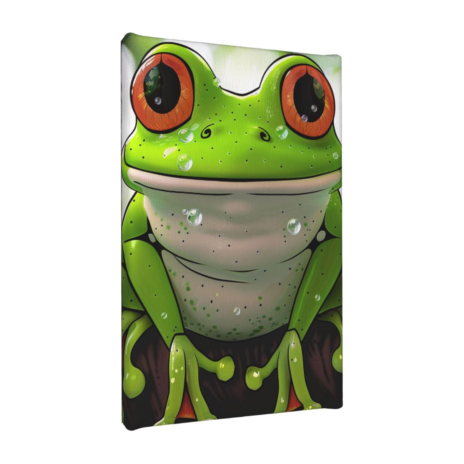 YKLJG Cute Frog Art Printed Wall Art Canvas Painting 20x30 CM Wooden Framed Picture Painting Artwork Prints for Bedroom Kitchen Home Office Decor