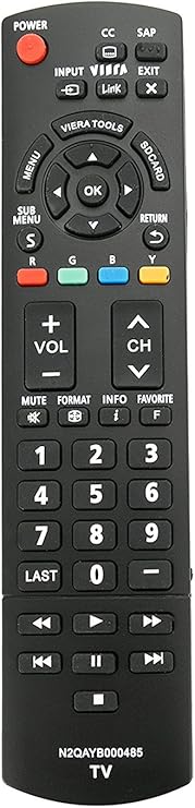 Replacement Remote For Panasonic TV - N2QAYB000485 Compatible With Multiple Viera Models