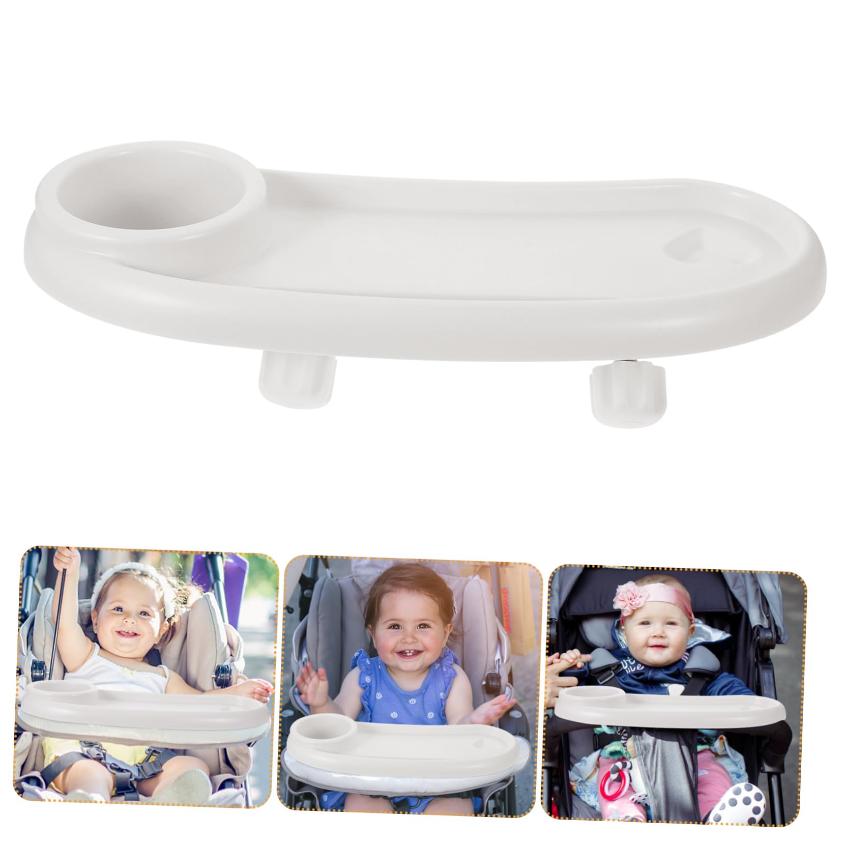Vaguelly Bandeja para Cochecito Portavasos, Plástico Blanco Desmontable y Fácil de Limpiar, Accesorio Adecuado para Paseos y Comidas de Ñiño