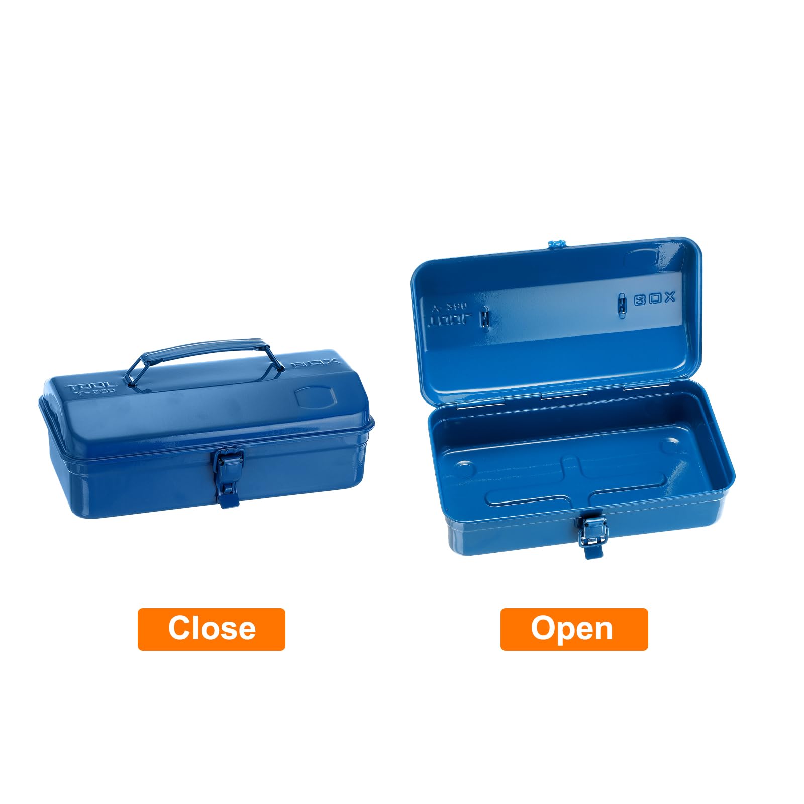 QUARKZMAN Caja De Herramientas Portátil De Acero De 11.4" Estilo Techo Inclinado Con Cierre De Pestillo Metálico Para Hogar Taller Automóvil Azul