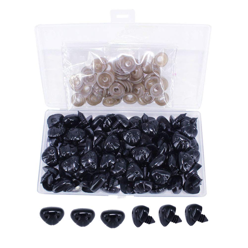 Bestartstore 50pcs 16x19mm Black Plastic DIY Dog Nose Safety Nose for Stuffed Animals Making Craft