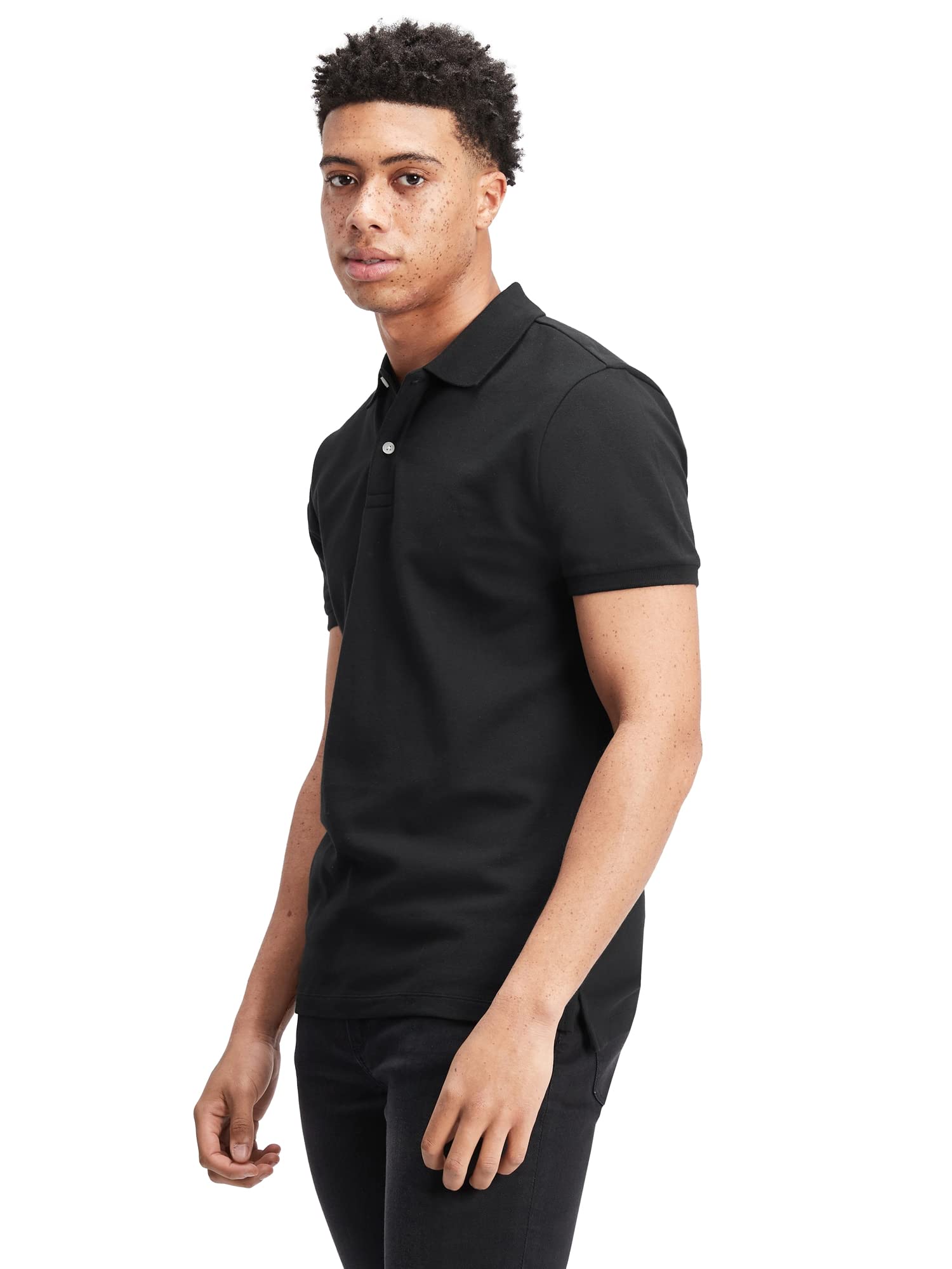 GAP Men's Stretch Pique Polo Shirt, True Black, XL