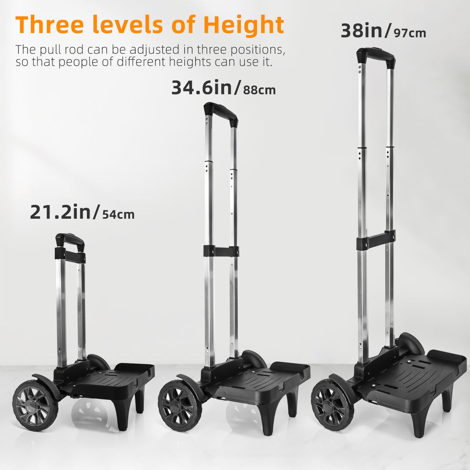 Carro Plegable con Ruedas Grandes Tipo Tanque, Carrito de Equipaje de Aluminio Resistente con Base Reforzada y protección de Bordes, Carro para Mochilas y Bolsas Pesado