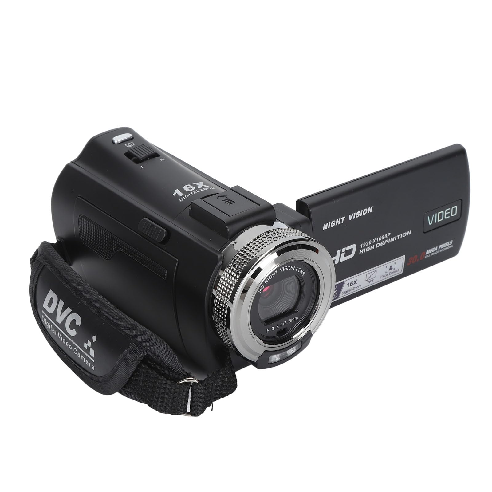 Jectse Caméscope Vidéo HD Handycam, Enregistreur de Caméra Vlogging à Vision Nocturne 30MP 1080P, écran IPS de 3,0 Pouces, Caméscopes à Zoom 16X, Caméra avec Micro pour la Photographie