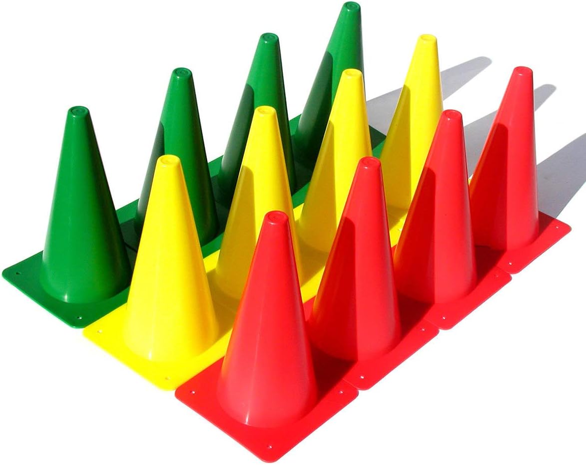 OnCourt OffCourt Stoplight Cones – Set of 12 / Red, Yellow, Green