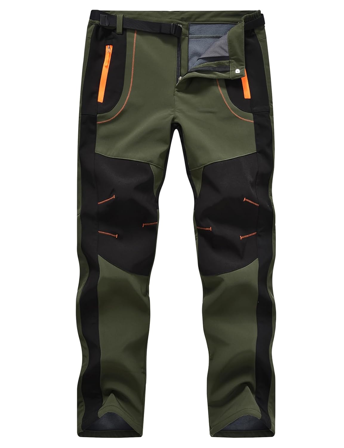 TBMPOY Mens Snow Ski Hiking Pants Waterproof Winter Fleece Lined Pants Camping Skiing Ice Fishing Pants with Belt