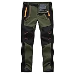 TBMPOY Men\'s Snow Ski Hiking Pants Waterproof Winter Fleece Lined Pants Camping Skiing Ice Fishing Pants with Belt 02 Thick Green L