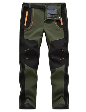 TBMPOY Mens Snow Ski Hiking Pants Waterproof Winter Fleece Lined Pants Camping Skiing Ice Fishing Pants with Belt