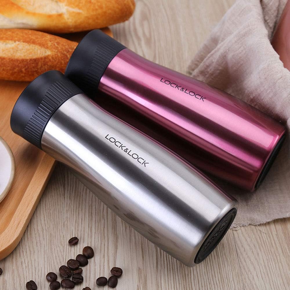 Vacuum Stainless Steel Inner Liner Stainless Steel Vacuum Flask Student Cup Business Office Tea Cup Couple Cup Thickened Cold Cup Outdoor Leakproof Water Cup (Color : Red) (Silver)