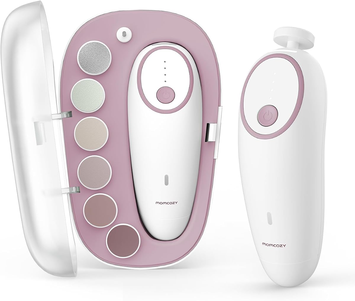 Baby Nail File Electric, Gentle Baby Nail Trimmer with Night Light | 3500 Lowest RPM Safe Nail Trimmer, 7 Grinding Pads Replacement, Suitable for Whole Family, Newborn Essentials Must-haves,Pink