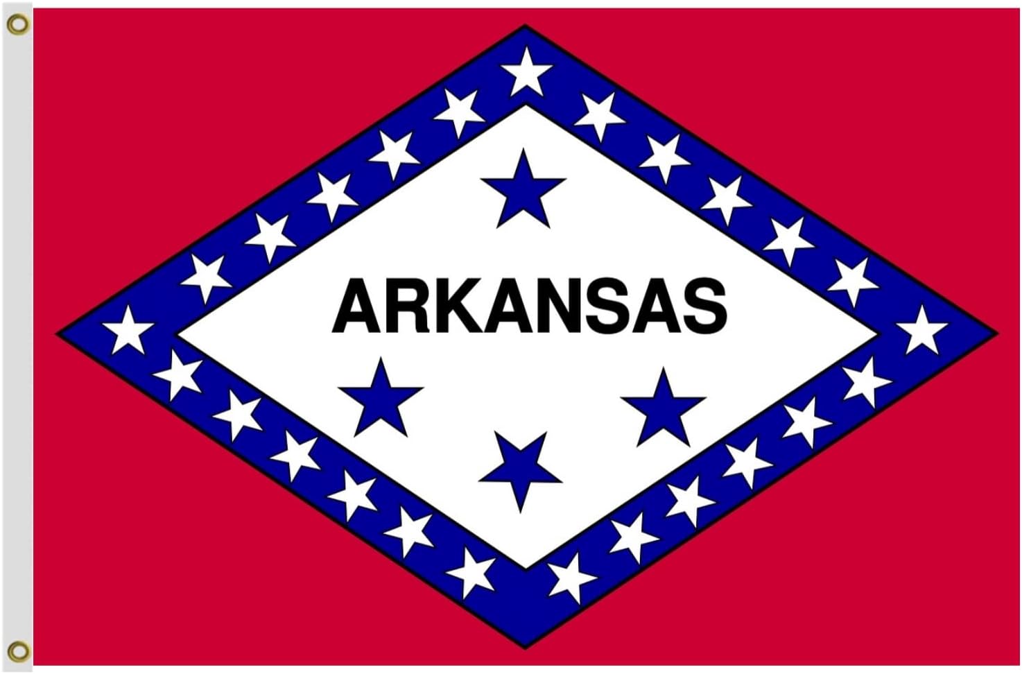 Double Sided 3ply Arkansas State Flag 5X8 FT - Vivid Color, All Weather, Double Stitched Arkansas AR State Flags，Polyester Flags with Sturdy Brass Ring. (3ply 5X8)
