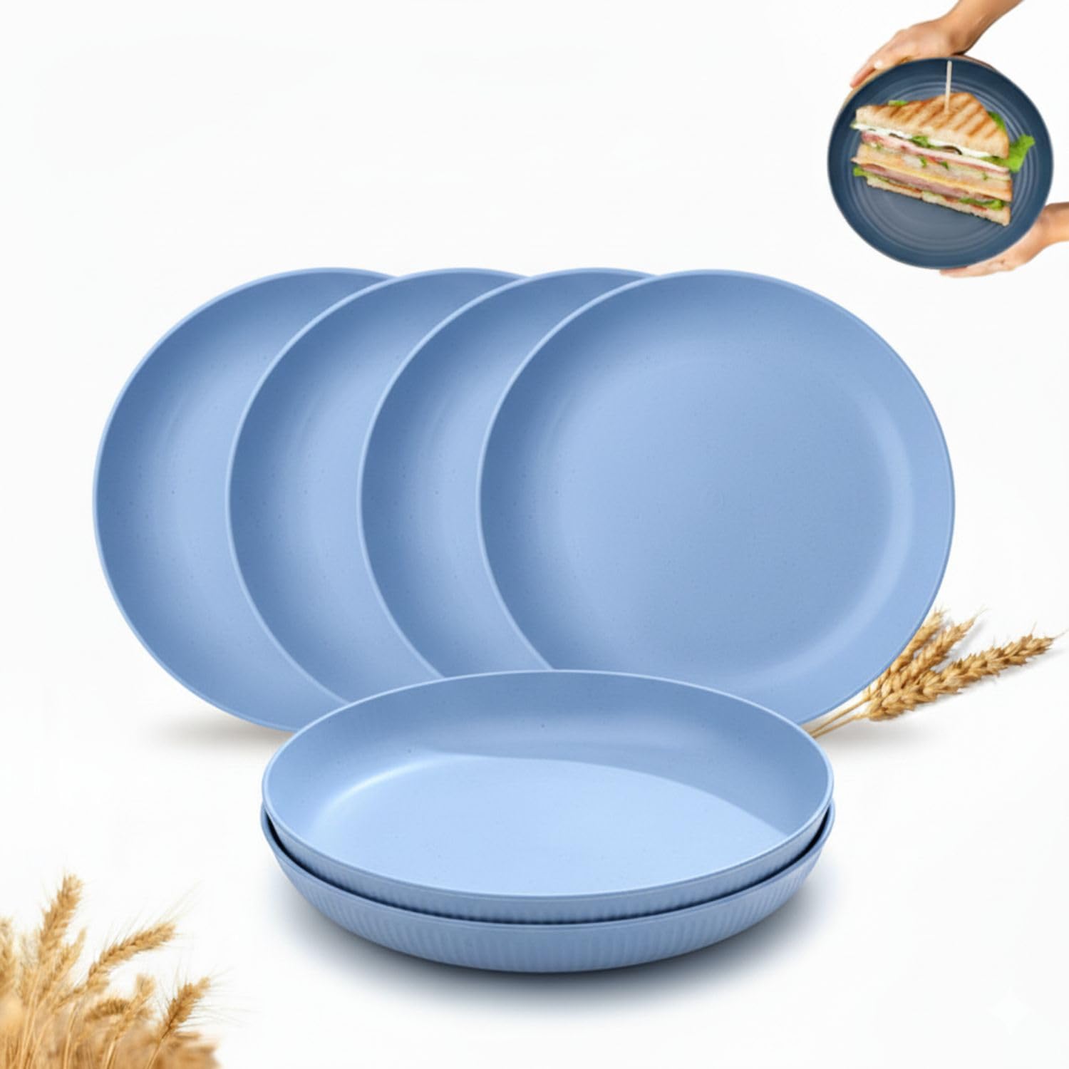 Wheat Straw Dinner Plates Set of 4 | Lightweight Unbreakable Kitchen Plates | Reusable Eco-Friendly BPA Free | Microwave & Dishwasher Safe Plates for Dining, Serving & Everyday Use — Amazon image 17