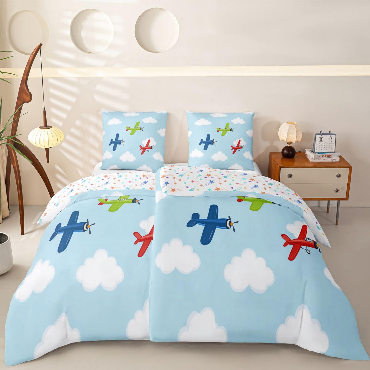 Homewish Süß Cartoon Flieger Microfaser 135x200 Bettwäsche 4teilig