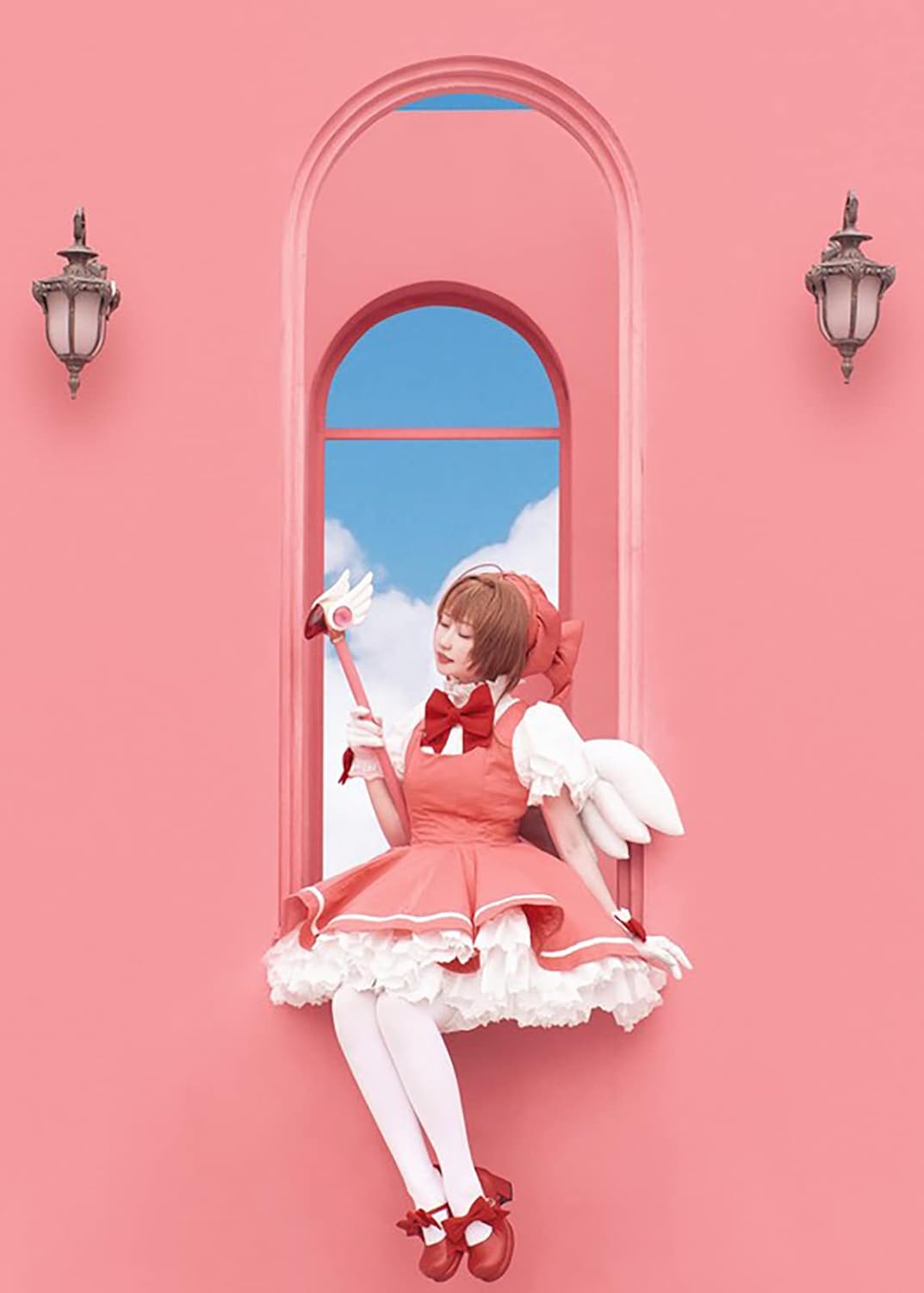Cardcaptor Sakura Cosplay Sakura Uniform Pink Dress Battle Suit Halloween Outfits