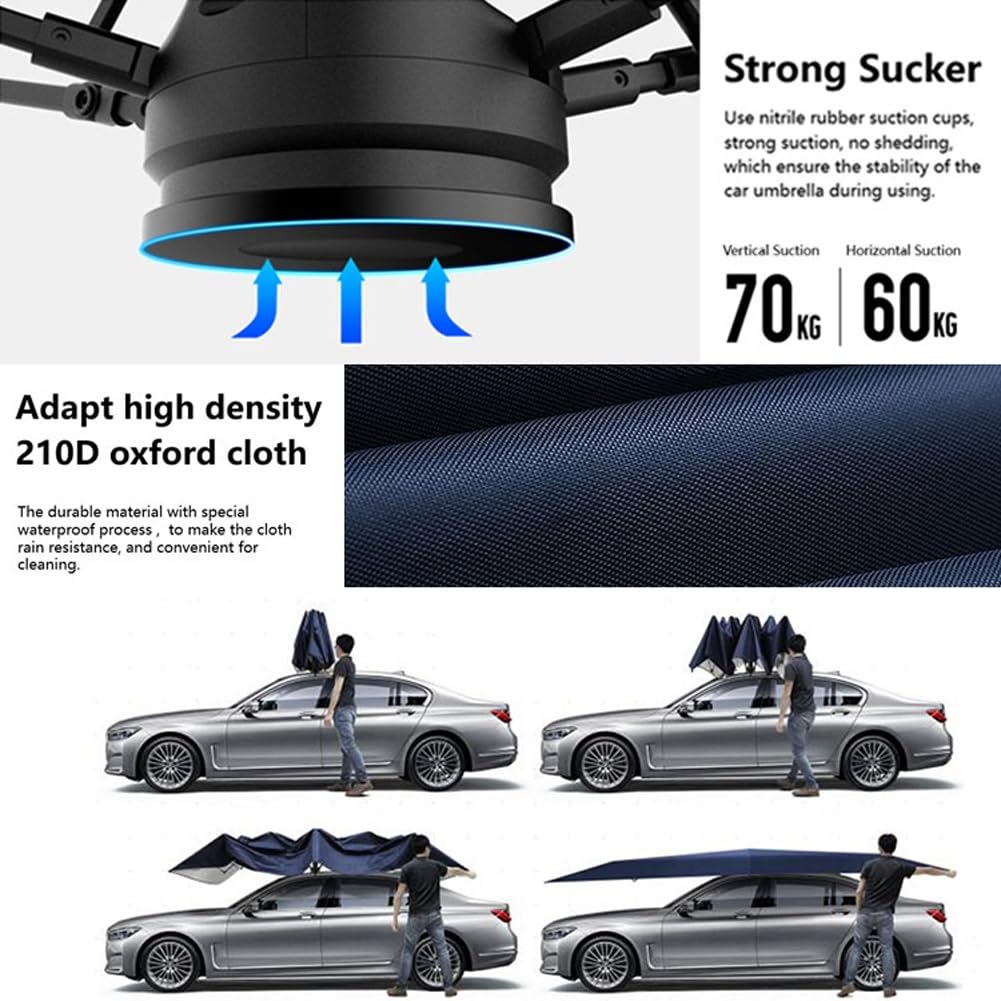Ombrello Parasole Automatico Per Auto Con Telecomando - Tenda Da Tetto Pieghevole 5,2m - Batteria Rimovibile E Corde Antivento - Protezione Da Grandine E Detriti - 3