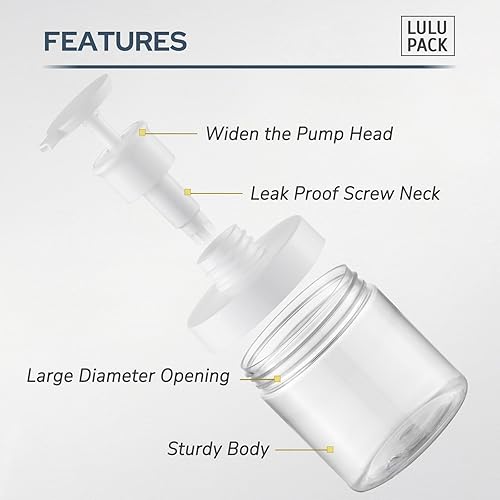 Miniatura 2 de Dispensador de botellas con bomba para jabón contenedor de champú de 8 onzas para acondicionador de viaje, tarro recargable para loción de manos y