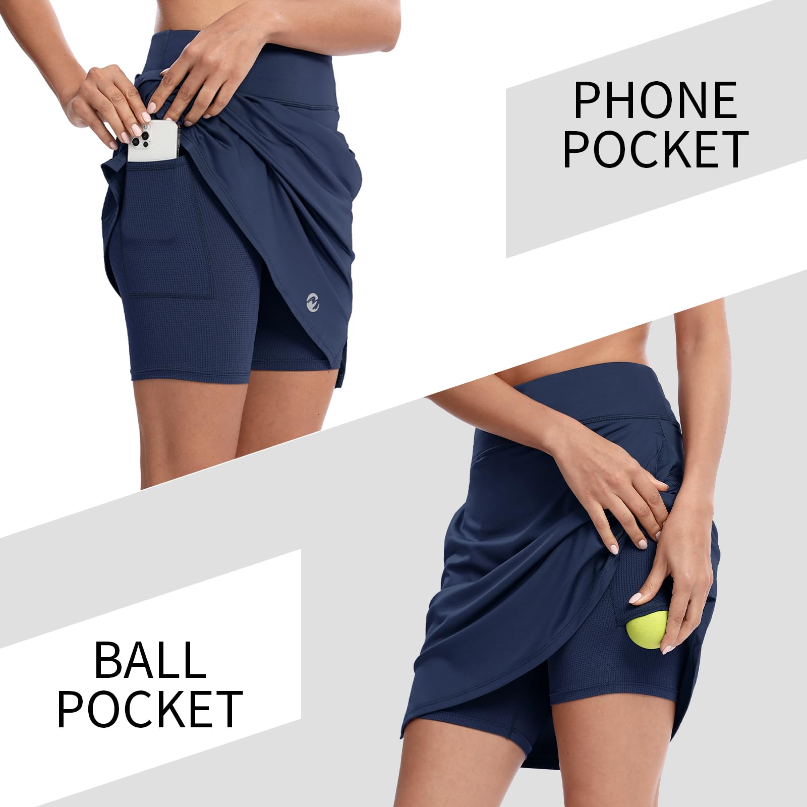 M MOTEEPI Gonna da Donna, Lunghezza al Ginocchio, da Tennis, Atletica, con Tasche