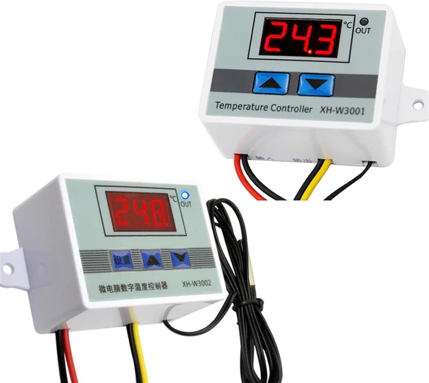 W3001 W3002 Microcomputer Temperature Controller DC12V 24V AC110 AC200V Digital Thermostat Thermorelator Heating Cooling Control(W3001 AC110-220V)