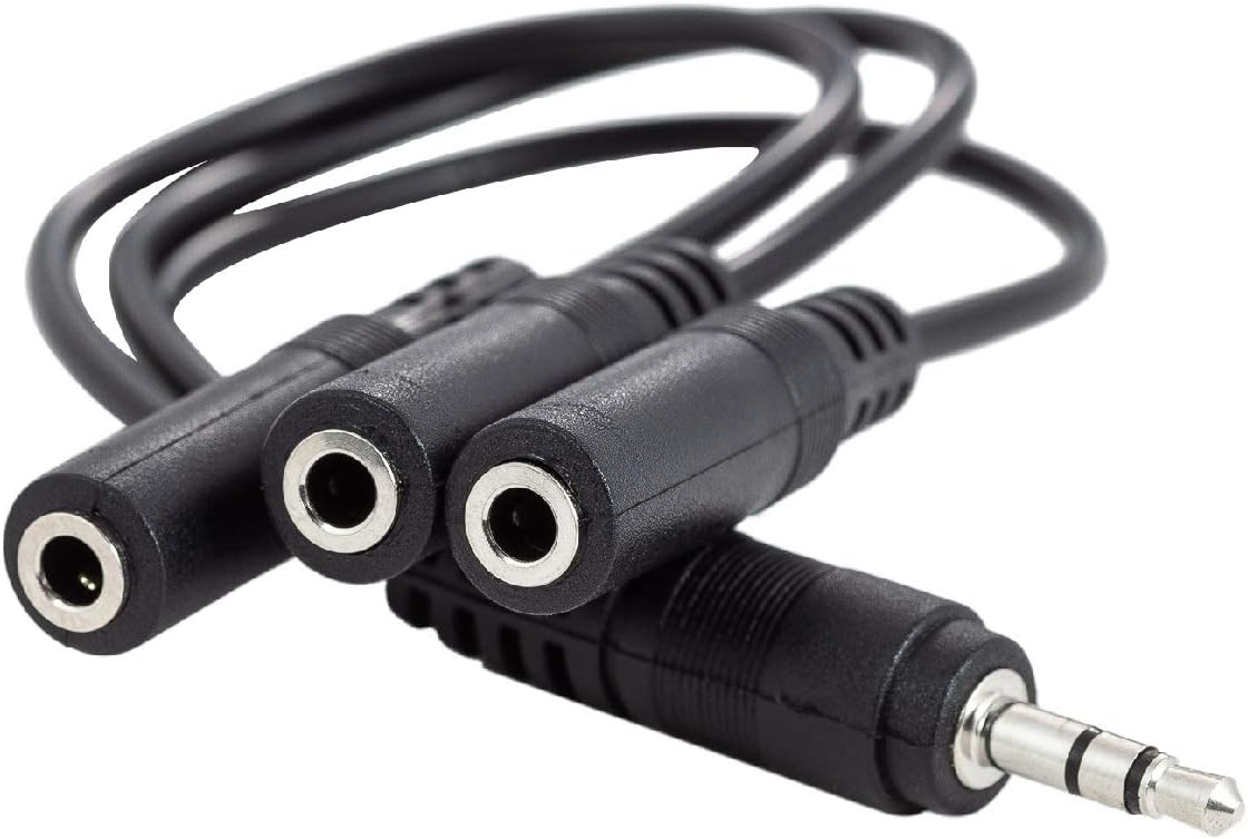 Ancable 3.5mm (1/8") TRS 1 Male to 3 Female 3-Way Stereo Splitter Audio Cable
