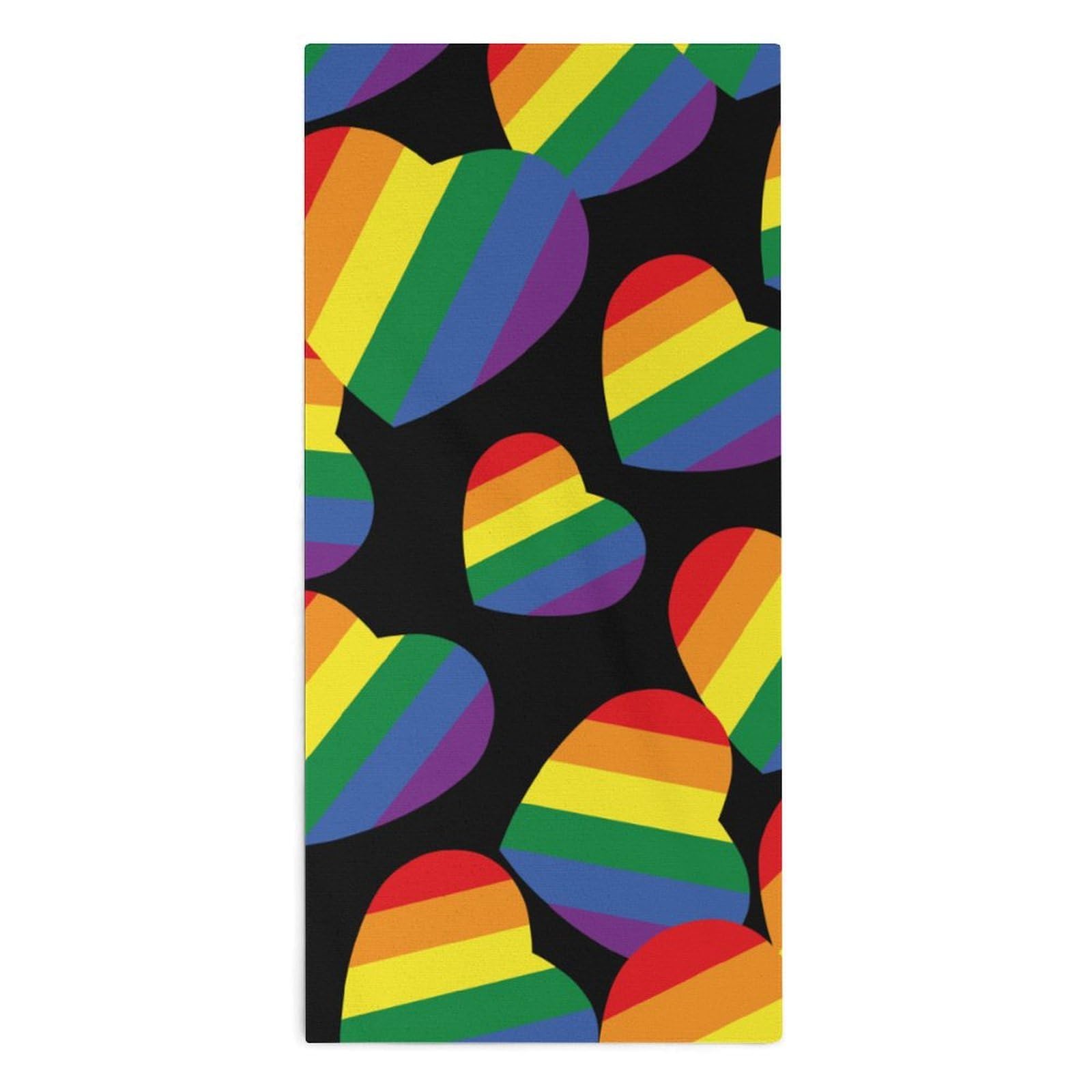 NCLQVJXZKHW Rainbow Heart LGBTQ Hand Towels Soft Face Towel Gym Bathroom Travel Hotel 13"x28"