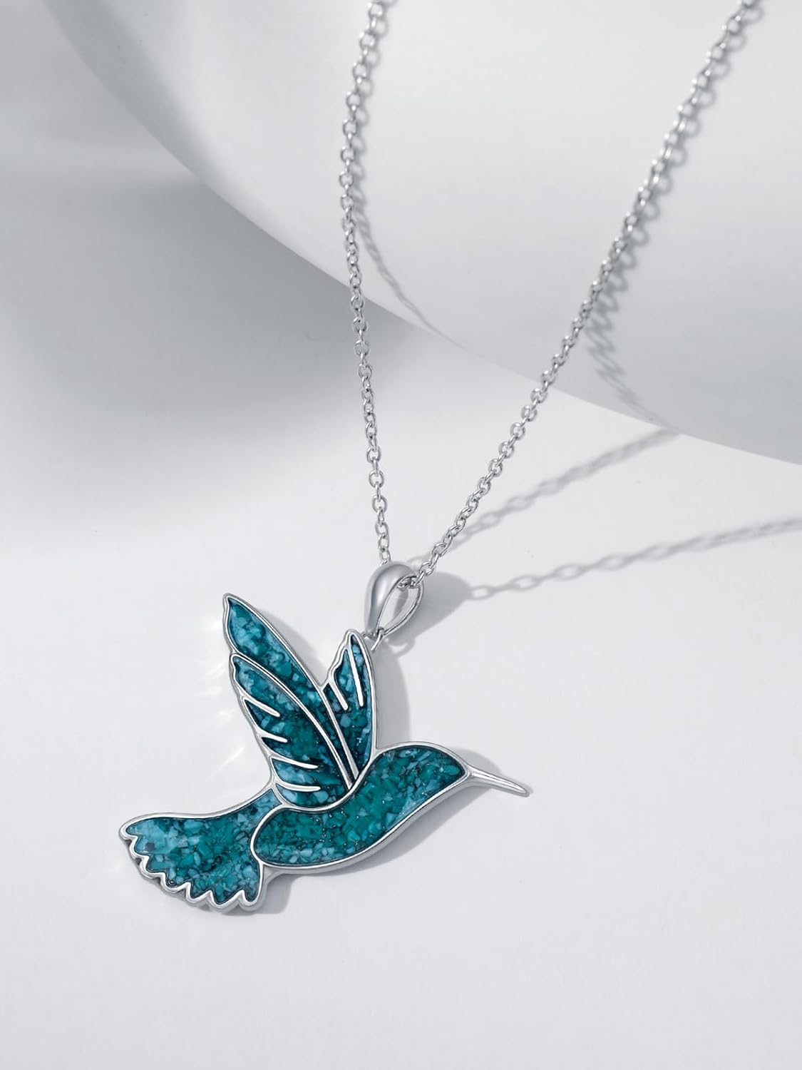 Midari Turquoise/Black Onyx Necklace 925 Sterling Silver Hummingbird/Dragonfly/Phoenix/Bolt/Tree of Life/Wolf/Deer Pendant Jewelry Gifts for Women Men Western Lover - Image 3