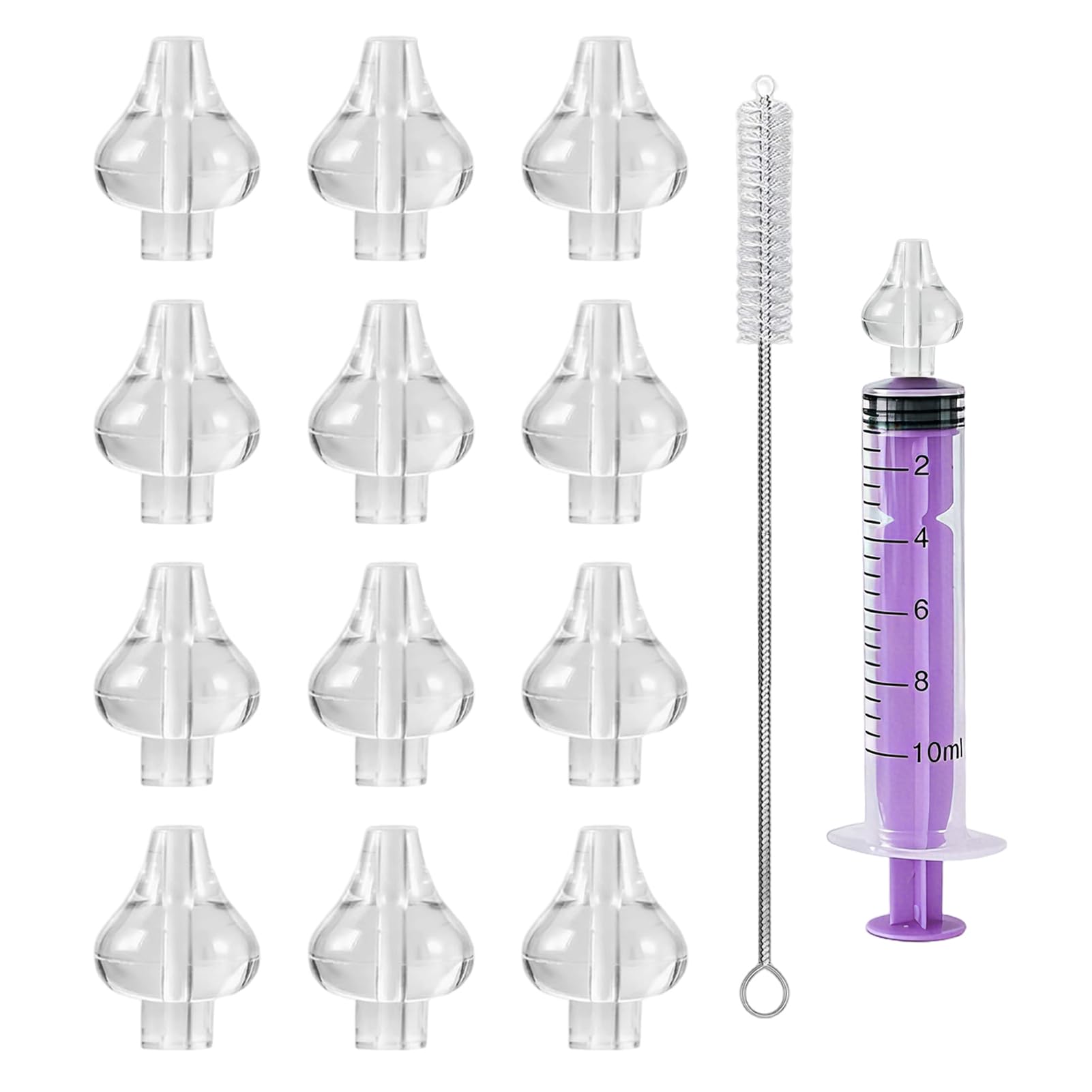 Embout Seringue Nasale Bébé 12 Pièces Silicone Souple avec Brosse