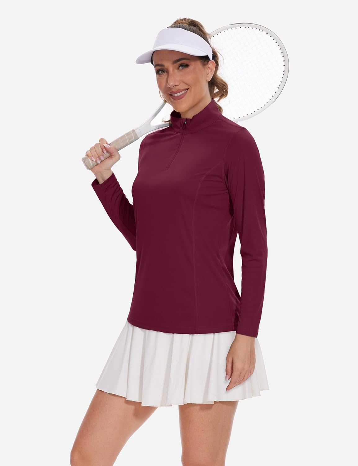 TACVASEN Women's Quarter Zip Pullover Golf Shirts UPF 50+ Long Sleeve Sun Shirts UV Protection Workout Tops - Image 6