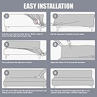 Vista 7 de molasofa Funda elástica similar a la piel para futón sin brazos, protector de muebles con parte inferior elástica, funda de futón suave y lavable