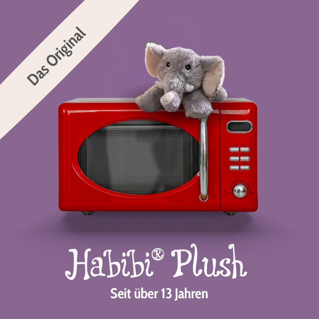 Habibi Plush Classic – 1872 Elefante gris – Peluche térmico con relleno de granos de mijo para calentar en microondas o horno