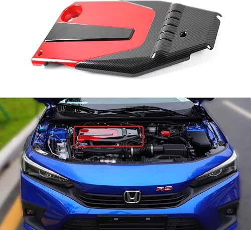 JDM - Cubierta de válvula de motor tipo R de color rojo y negro compatible con motor Honda Civic EX LX Si Touring Hatchback Sedan 1.5 2022 2023