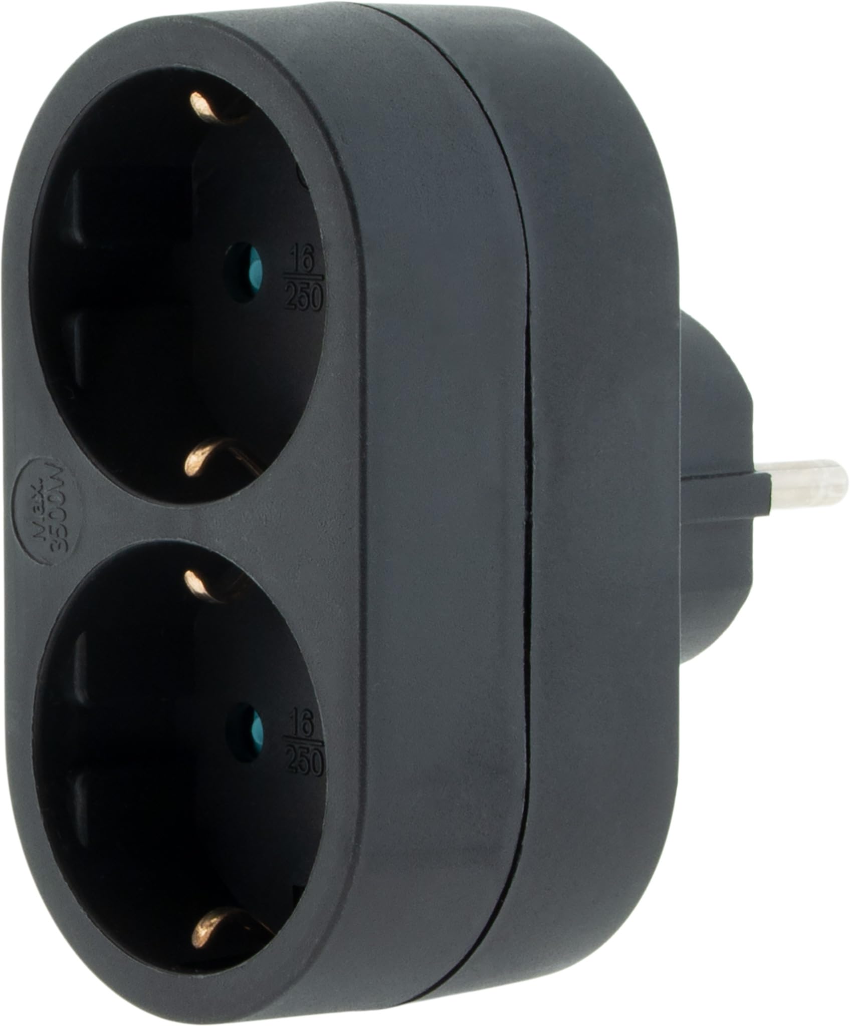 Zenitech, gniazdo Biplite, model Schuko, 16A, idealne do urządzeń elektrycznych, nowoczesny i elegancki design, idealne do domu lub biura - 16A - Czarny - 2 gniazda