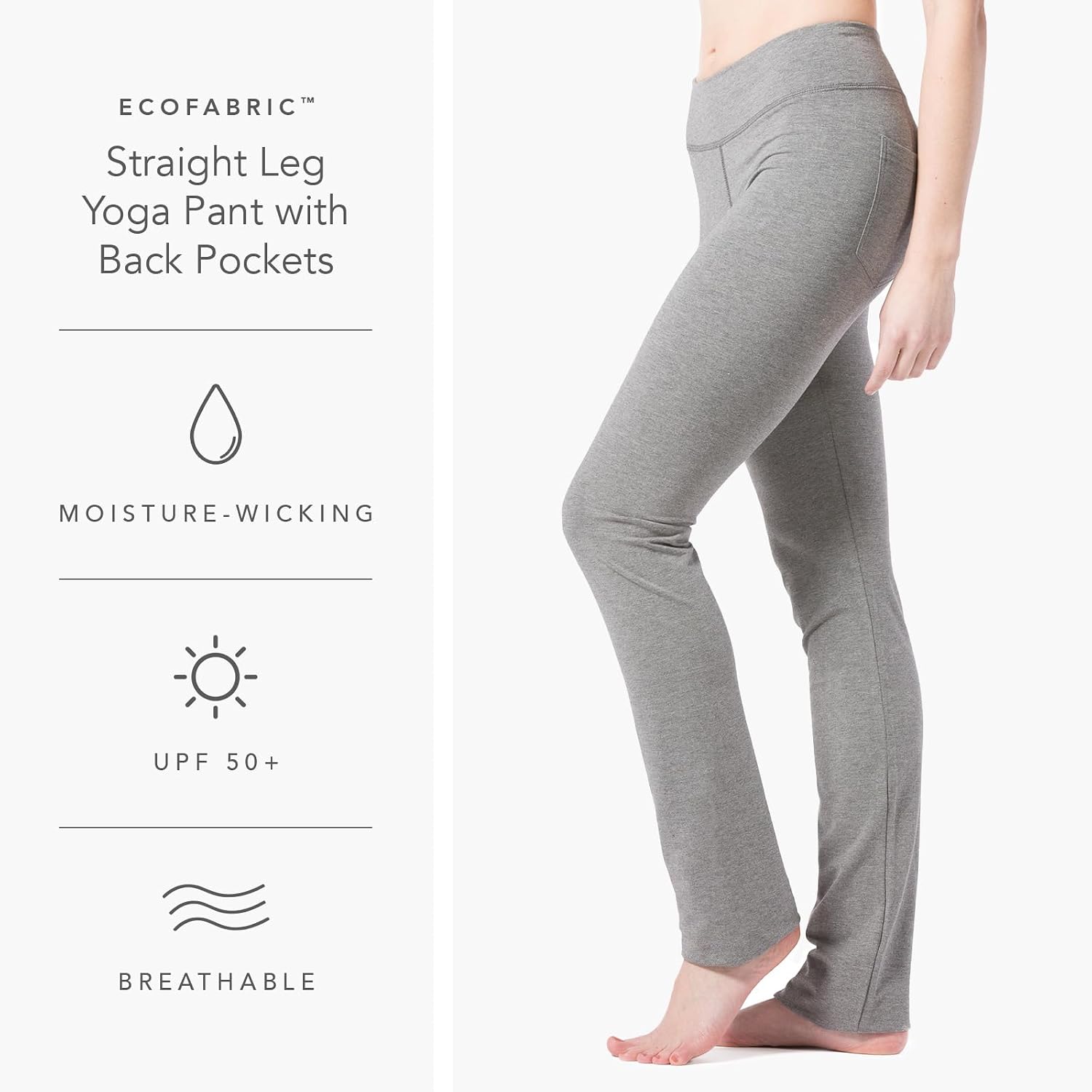 Fishers Finery Women's Ecofabric Straight Leg Yoga Pant with Back Pockets